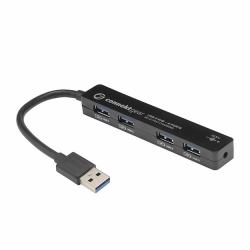 connektgear 4 Port USB 3 Type A Hub - with UK Power Supply - Black 