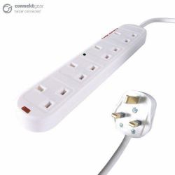 connektgear 5M 4 WAY SURGE PROTECTED POWER - EXTENSION BLOCK - UK PLUG WHITE
