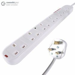 connektgear 5M 6 WAY SURGE PROTECTED POWER - EXTENSION BLOCK - UK PLUG TO 6 X