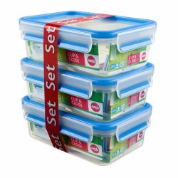 EMSA 508558 food storage container Rectangular Box 1 L Blue, Transparent 3 pc[s] 