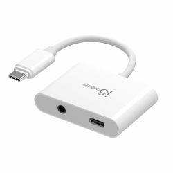 j5create JCA122 USB-C® to 3.5mm Audio Adapter with Power Delivery, Black 