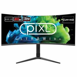 piXL CM34C7 34 Inch Ultrawide Gaming Monitor, 165Hz, 1.5ms, 3440x1440, HDMI, DisplayPort, USB Type-C, USB-B, USB-A x 2, Audio, Curve R1500, Height Adjustable, 3 Year Warranty computer monitor 86.4 cm [34"] 3440 x 1440 pixels UltraWide Quad HD LED Black 