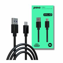 PREVO USBA-USBC-2M USB cable USB 2.0 0.48 Gbit/s Black 