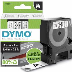 DYMO Authentic D1 Labels | Black Print on White Tape | 19 mm x 7 m | Self-Adhesive Labels for LabelManager Label Makers | Made in Europe (D1 Standard 19mm - 19mm x 7m - Black on white)
