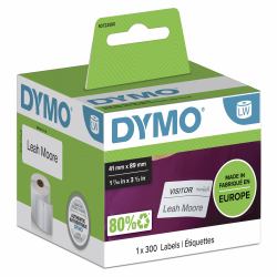 DYMO Authentic LabelWriter Small Name Badge Labels | 41 mm x 89 mm | Self-Adhesive | Roll of 300 ...