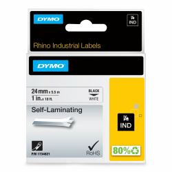 DYMO Rhino Industrial Self Laminating Labels | 24 mm x 5.5m | White on Black | for Rhino Label Makers (RHINO TAPE SELF-LAMINATING - VINYL 24MM)