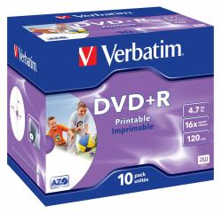 Verbatim DVD+R Wide Inkjet Printable ID Brand (Verbatim 1x10 Verbatim DVD+R 4,7GB Jewel 16x Speed, printable)