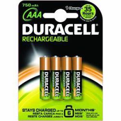Duracell HR3-B household battery Rechargeable battery AAA Nickel-Metal Hydride [NiMH] (Duracell Rechargeable AAA 4 Pack 750mAh)