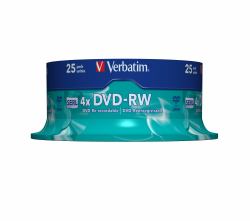 Verbatim DVD-RW Matt Silver 4.7 GB 25 pc[s] (VERBATIM DVD-RW 4.7GB 4X MATT SILVER SURFACE 25 PK SPINDLE)