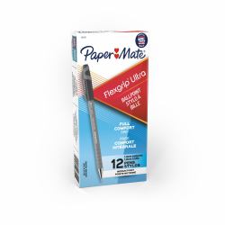 Papermate Paper Mate FlexGrip Ultra Ballpoint Pens, Medium Point [1.0mm] (Paper Mate S0190113 Flexgrip Ultra Capped Ballpoint Pen 1mm Black Ink Box of 12)