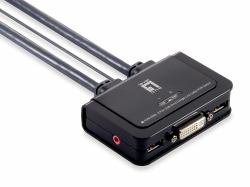 LevelOne 2-Port USB DVI-D Single Link Cable KVM Switch, audio support 