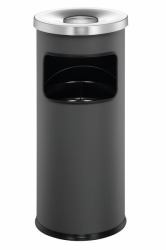 Durable 3332 17L Round Metal Charcoal waste basket (Durable Round Ashtray Bin 17L Grey)