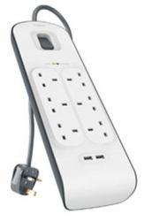Belkin BSV604AF2M surge protector White 6 AC outlet[s] 2 m (6 WAYSURGEPROT 2M 2 X 2.4AMPUSBCHARG)