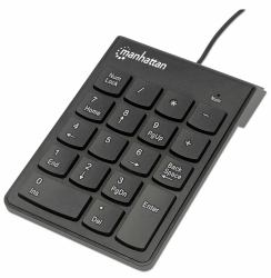 Manhattan Numeric Keypad, Wired, USB-A, 18 Full Size Keys, Black, Membrane Key Switches, Windows and Mac, Three Year Warranty (Numeric Keypad, Wired, USB-A, 18 Full Size Keys, Black, Membrane Key S...