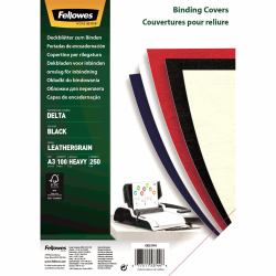 Fellowes FSC Certified Leathergrain Covers (Delta Cover A3 Black 100pk [FSC])