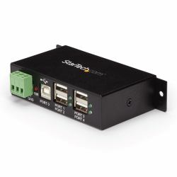 StarTech.com 4-Port USB 2.0 Hub - Metal Industrial USB-A Hub - Din Rail, Wall or Desk Mountable USB Data Hub - TAA Compliant USB Expander Hub (4 PORT USB 2.0 HUB METAL TAA - INDUSTRIAL MOUNTABLE HE...