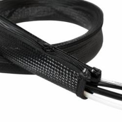 LogiLink KAB0046 cable protector Black (Cable sleeve with zipper, - Polyester, OD: 30 mm, black, - 1 m - Warranty: 12M)
