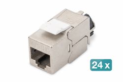 Digitus CAT 6A Keystone module, shielded with intelligent cable manager, set [24 pieces] (DIGITUS CAT 6A KEYSTONE JACK - 500 MHZ SHIELDED SET 24 PCS)