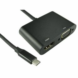 Cables Direct USB C TO HDMI 4K 30Hz + VGA 1080p @ 60Hz USB graphics adapter Black (^USBC TO HDMI 4K 30HZ VGA 1080)