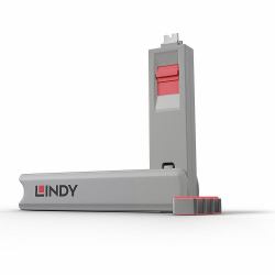 Lindy USB Type C Port Blocker Key - Pack of 4 Blockers, Pink (USB Port Blocker - Packx4 Pink - Type C Port Blocker w/Key - Warranty: 24M)