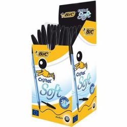 BIC Cristal Soft Black Stick ballpoint pen Medium 50 pc[s] (BIC Cristal Soft Ball Pen Black Medium Pack of 50)