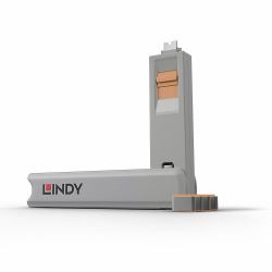 Lindy USB Type C Port Blocker Key - Pack of 4 Blockers, Orange (Port blocker key Grey, Orange - 4 pc[s] 40428, Port blocker - key, Grey, Orange, 4 pc[s] - Warranty: 24M)