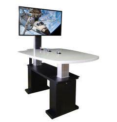 Unicol RHO1 computer desk Black, White (RHOBUS HUDDLE OVAL - SINGLE SCREEN VERSION)