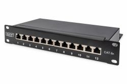 Digitus CAT 6A Patch Panel, shielded, 12-Port, 1HE, 10", black (CAT6A PANEL 12-PORT 1HE 10 BLACK)