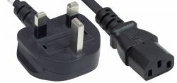Manhattan Mains Power Cord/Cable, UK 3-pin plug to C13 Female [kettle lead], 1.8m, 10A, Black, Li...