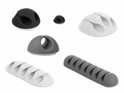 DeLOCK 18300 cable organizer Desk/Wall Cable holder Black, Grey, White 6 pc[s] (Delock Combo Set - kabelholdersÃ¦t)