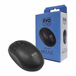 Evo Labs MO-001 mouse Office Ambidextrous USB Type-A Optical 800 DPI (Evo Labs MO-001 Wired USB Mini Plug and Play Mouse, 800 DPI Optical Tracking, 3 Button with Scroll Wheel, Ambidextrous Design f...