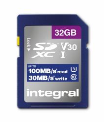 Integral 32GB SD MEMORY CARD SDHC UHS-1 U3 CL10 V30 UP TO R-100 MBS (32GB SD MEMORY CARD SDHC UHS-1 U3 CL10 V30 UP TO R-100 MBS INTEGRAL)