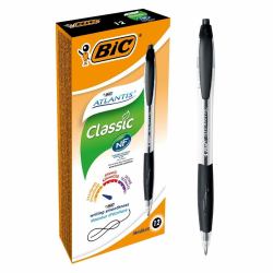 BIC Atlantis Classic Black Twist retractable ballpoint pen Medium 12 pc[s] (BIC Atlantis Black Retractable Ballpoint Pen Pack of 12)