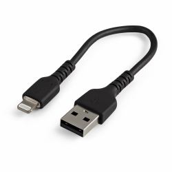 StarTech.com 6 inch [15cm] Durable Black USB-A to Lightning Cable - Heavy Duty Rugged Aramid Fibe...