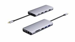 eSTUFF ES623009 interface hub Grey (USB-C 12-in-1 Mobile Hub - USB 3.2 Gen 1 [3.1 Gen 1] - Type-C, 3.5mm, HDMI, RJ-45, USB 2.0, USB 3.2 Gen 1 [3.1 Gen 1] Type-A, VGA, - Warranty: 60M)
