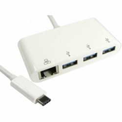 Cables Direct USB3C-ETHGHUBA laptop dock/port replicator USB 3.2 Gen 1 [3.1 Gen 1] Type-C White 