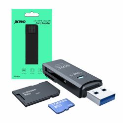 PREVO CR311 card reader USB 3.2 Gen 1 [3.1 Gen 1] Type-A Black (Prevo CR311 USB 3.0 Card Reader, High-speed Memory Card Adapter Supports SD/Micro SD/TF/SDHC/SDXC/MMC, Compatible with Windows, OS, B...