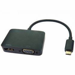Cables Direct USB3C-HDMI-VGA014K USB graphics adapter 3840 x 2160 pixels Black (CDL USB C TO HDMI and VGA Adapter)