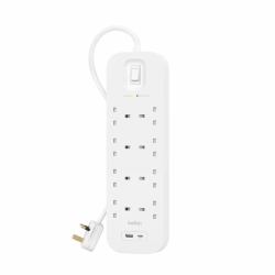 Belkin Connect White 8 AC outlet[s] 2 m (SURGE PROTECTION WITH USB C 8 OUTLET)