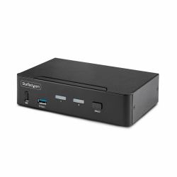 StarTech.com 2-Port DisplayPort KVM Switch, 8K 60Hz / 4K 144Hz, Single Display, DP 1.4, 2x USB 3.0 Ports, 4x USB 2.0 HID Ports, Push-Button & Hotkey Switching, TAA Compliant - OS Independent, Metal...