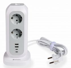 Verbatim 49547 power extension 11 AC outlet[s] Indoor White (EU Power Tower EUPT-01 11xAC - / 2xUSB / 2xType-C - Warranty: 24M)