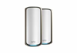 NETGEAR Orbi 970 Series Quad-Band WiFi 7, 2-Pack Quad-band [2.4 GHz / 5 GHz-1 / 5 GHz-2 / 6 GHz] Wi-Fi 6 [802.11ax] Grey 3 Internal (ORBI 970 MESH-WIFI-7-SET OF 2 - QUAD-BAND-MESH WHITE)