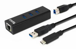 Plugable Technologies USB Hub with Ethernet, 3 port USB 3.0 Bus Powered Hub with Gigabit Ethernet...