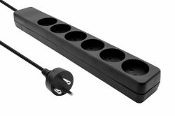 Microconnect MC-GRU0605DKB power extension 5 m 6 AC outlet[s] Indoor Black (Danish Power Strip 6-way - Black 5m cable - Warranty: 300M)