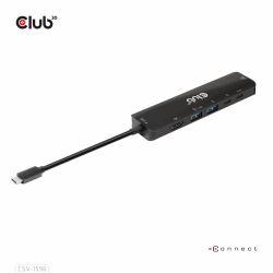 CLUB3D USB Gen1 Type-C, 6-in-1 Hub with HDMI 8K30Hz, 2xUSB Type-A, RJ45 and 2xUSB Type-C, Data an...