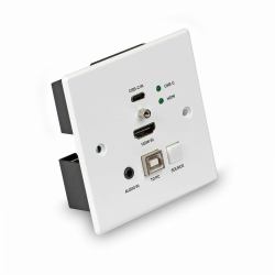Lindy 150m Cat.6 HDMI 4K60 & Type C HDBaseT UK Wall Plate KVM Extender, Transmitter 
