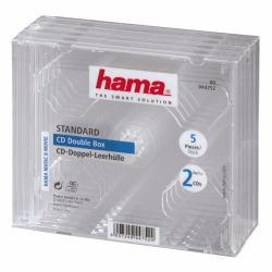 Hama CD Double Jewel Case, Pack 5 2 discs Transparent (CD DOUBLE JEWEL CASE PACK OF 5)
