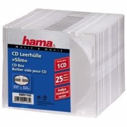 Hama CD Slim Box, 25 pcs./pack 1 discs Transparent (SLIM CD JEWEL CASE 25 PACK CLEAR)