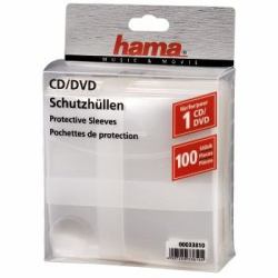 Hama CD/DVD Protective Sleeves, Pack of 100 100 discs Transparent (Hama CD/DVD Protective Sleeves - CD/DV)