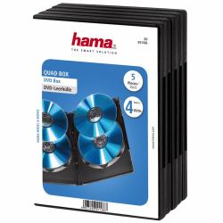 Hama DVD Quad Box, Black, Package of 5 pieces 4 discs (QUAD BOX DVD JEWEL CASE 5 PACK BLACK)